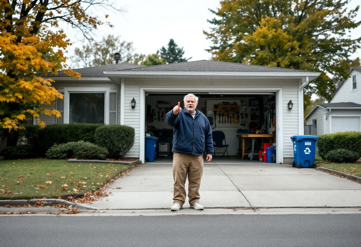 Phil Amato, 67, at the foot of his driveway on East Ridgewood Avenue in Paramus, N.J., on Tuesday afternoon, approximately fourteen minutes into an address, directed at himself, on the northbound jughandles of Route 17. Credit: Anne-Marie Whitlock/The New York Time5